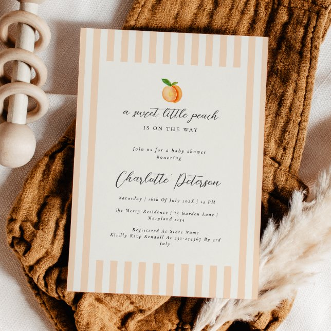 Sweet Little Peach Baby Shower Invitation (Creator Uploaded)