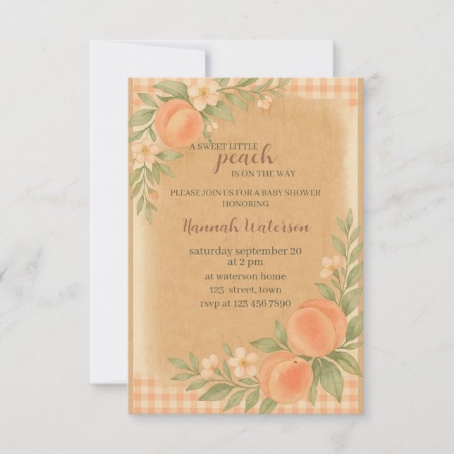 Sweet Little Peach Baby Shower Invitation (Front)