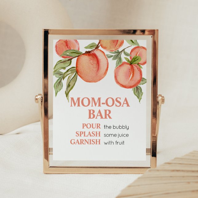 Sweet Little Peach Baby Shower Mum Osa Bar Poster (Peach Summer Baby Shower Mom Osa Bar Sign)
