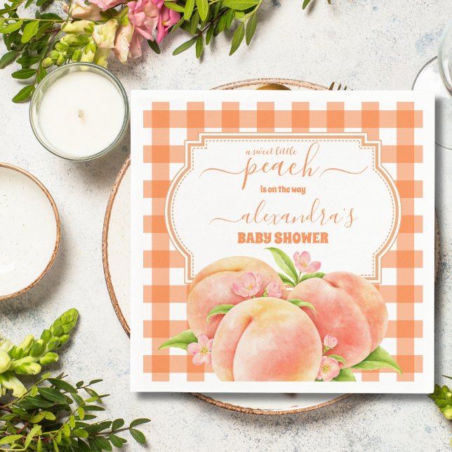 Sweet Little Peach Baby Shower Napkin (Creator Uploaded)