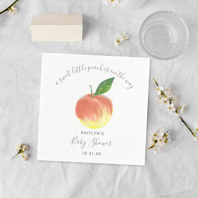 Sweet Little Peach Baby Shower Napkin (Creator Uploaded)