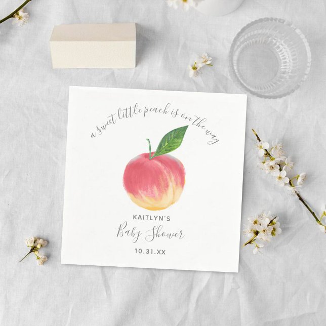 Sweet Little Peach Baby Shower Napkin (Creator Uploaded)