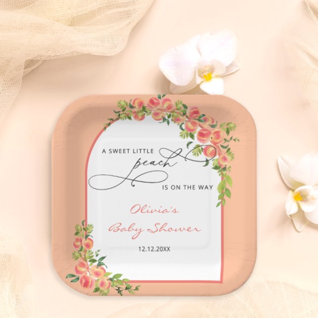 Sweet Little Peach Baby Shower Paper Plate (Creator Uploaded)