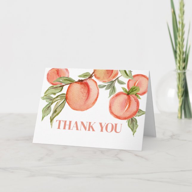 Sweet Little Peach Baby Shower  Thank You Card (Front)