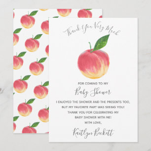 Sweet Little Peach Baby Shower Thank You Card