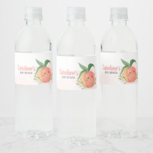 Sweet Little Peach Baby Shower Water Bottle Label