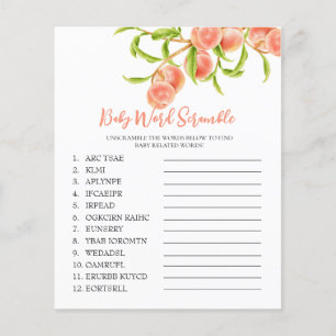Sweet Little Peach Baby Shower Word Scramble Game