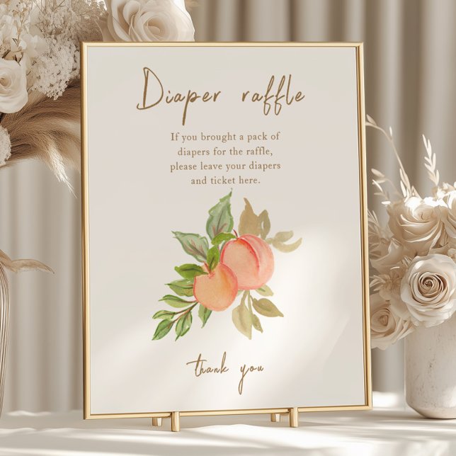 Sweet Little Peach Fruit Baby Shower Diaper Raffle Poster (Creator Uploaded)