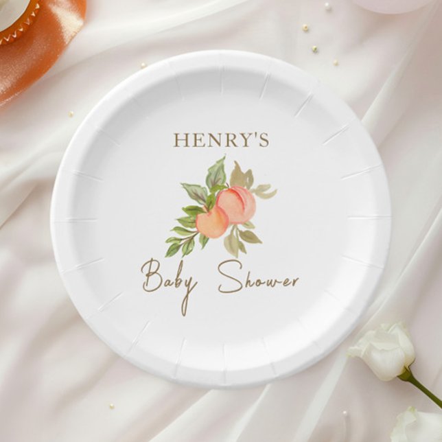 Sweet Little Peach Fruit Baby Shower Paper Plate (Creator Uploaded)