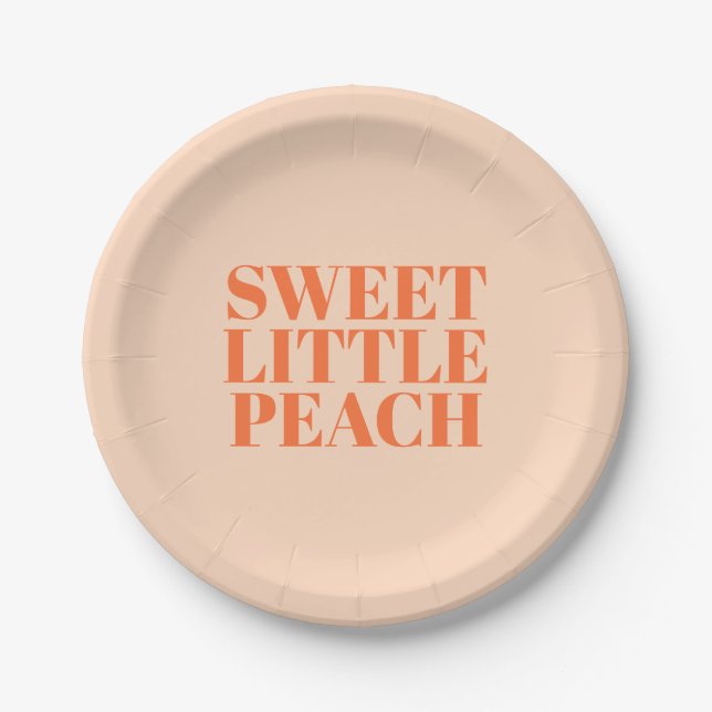 Sweet Little Peach Girl first Birthday Paper Plate (Front)