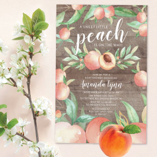 Sweet Little Peach Girls Baby Shower  Invitation