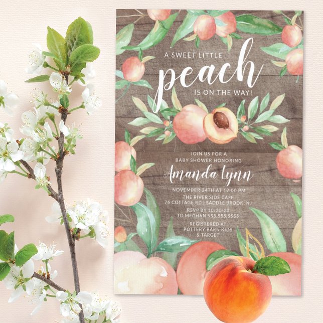 Sweet Little Peach Girls Baby Shower  Invitation (Creator Uploaded)