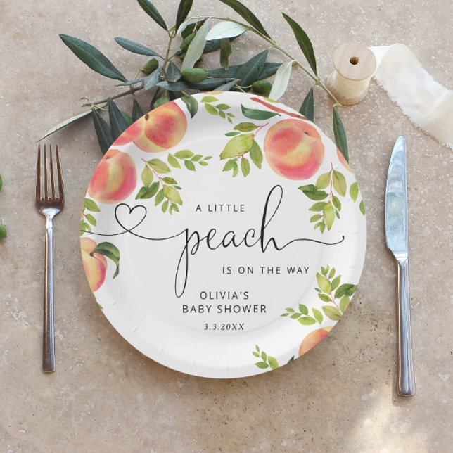 Sweet little peach is on the way baby shower paper plate (Creator Uploaded)