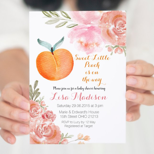 Sweet Little Peach on the way baby shower invites (Creator Uploaded)
