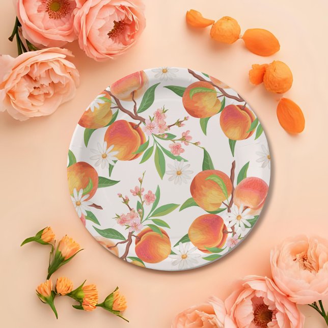 Sweet  Little Peach On The Way Baby Shower Paper Plate (Creator Uploaded)
