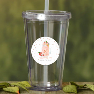 Sweet Little Peach Smoothie 2nd Birthday Party Classic Round Sticker