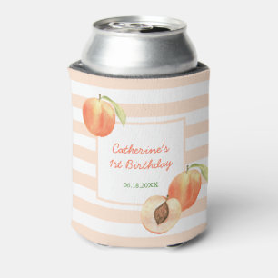 Sweet Little Peach Stripes Girl Birthday Can Cooler