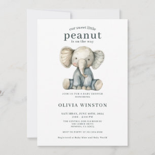 Sweet Little Peanut Elephant Baby Shower Invitation