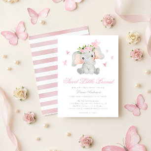 Sweet Little Peanut Elephant Elegant Baby Shower Invitation
