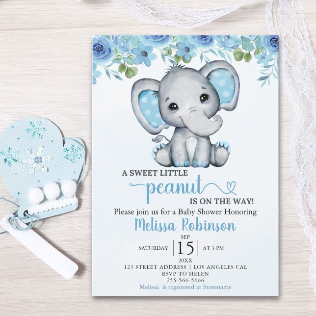 Sweet Little Peanut is on the way Baby shower Boy Invitation (Creator Uploaded)
