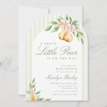 Sweet Little Pear Stripe Pastel Green Baby Shower
