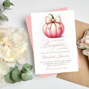 Sweet Little Pink Pumpkin Baby Shower Invitation