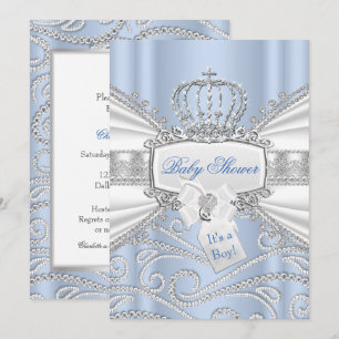 Sweet Little Prince Diamond Boy Baby Shower Invitation