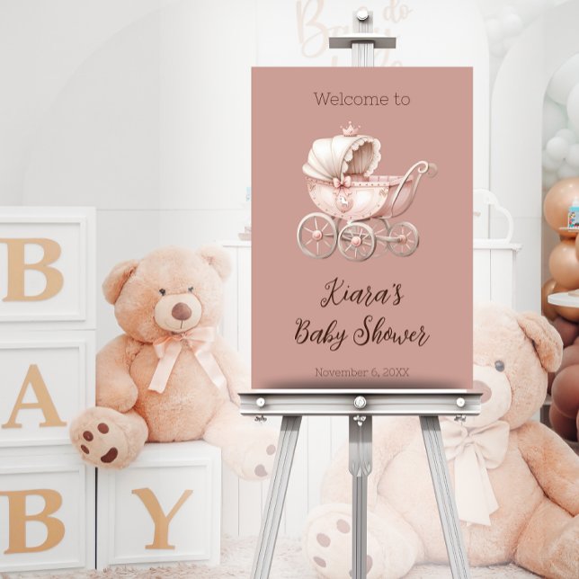Sweet Little Princess Baby Shower Personalised Acrylic Sign (Sweet Princess Baby Shower Acrylic Sign on Easel)