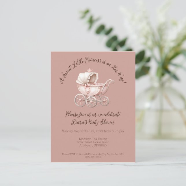 Sweet Little Princess Baby Shower Postcard (Standing Front)
