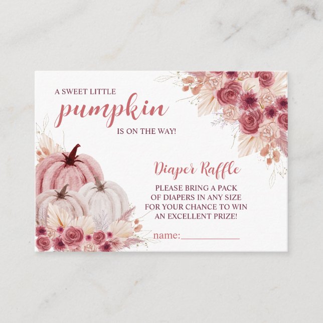 Sweet Little Pumpkin Autumn Baby Shower Enclosure Card (Front)
