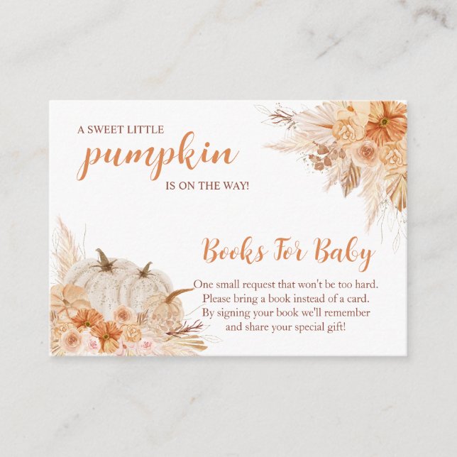 Sweet Little Pumpkin Autumn Baby Shower  Enclosure Card (Front)