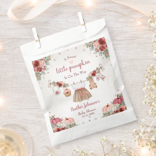 Sweet Little Pumpkin Autumn Baby Shower Favour Bags (Clipped)