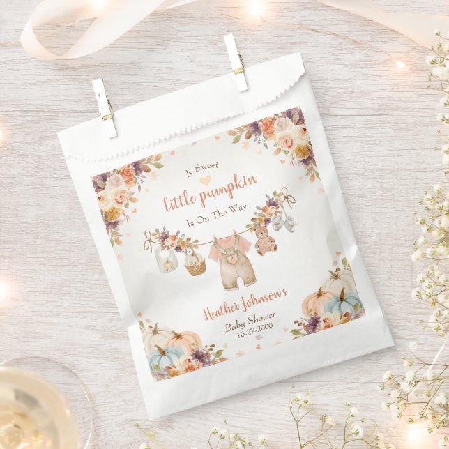 Sweet Little Pumpkin Autumn Baby Shower Favour Bags (Clipped)