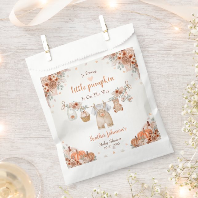 Sweet Little Pumpkin Autumn Baby Shower Favour Bags (Clipped)