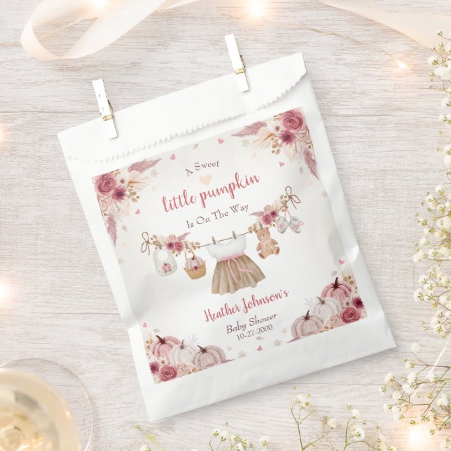 Sweet Little Pumpkin Autumn Baby Shower  Favour Bags (Clipped)