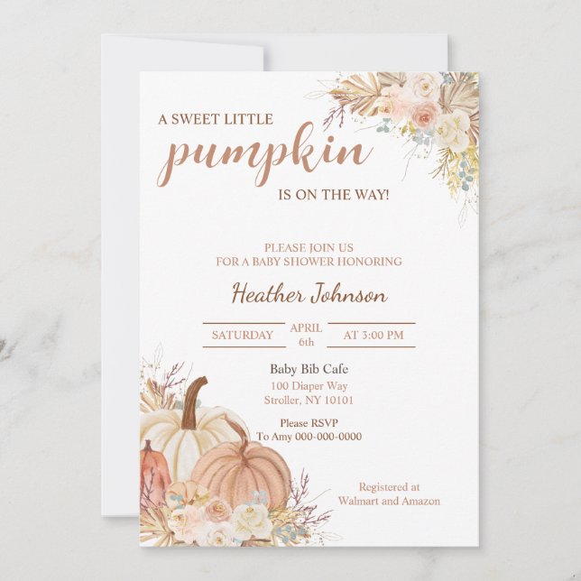 Sweet Little Pumpkin Autumn Baby Shower Invitation (Front)