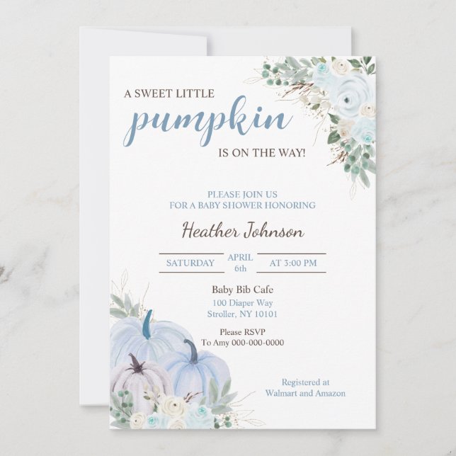 Sweet Little Pumpkin Autumn Baby Shower Invitation (Front)
