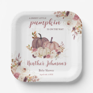 Sweet Little Pumpkin Autumn Baby Shower Invitation Paper Plate
