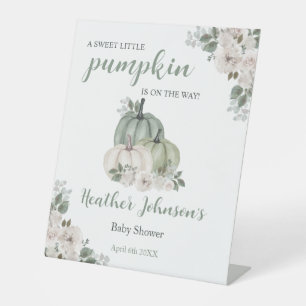 Sweet Little Pumpkin Autumn Baby Shower Invitation Pedestal Sign