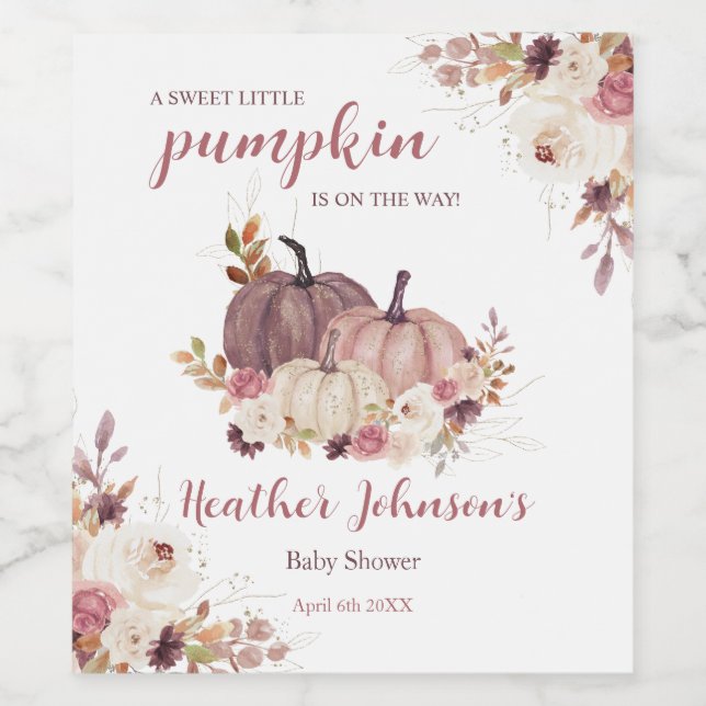 Sweet Little Pumpkin Autumn Baby Shower Label (Single Label)