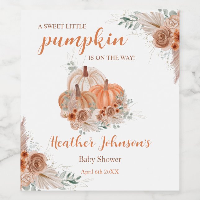 Sweet Little Pumpkin Autumn Baby Shower Label (Single Label)