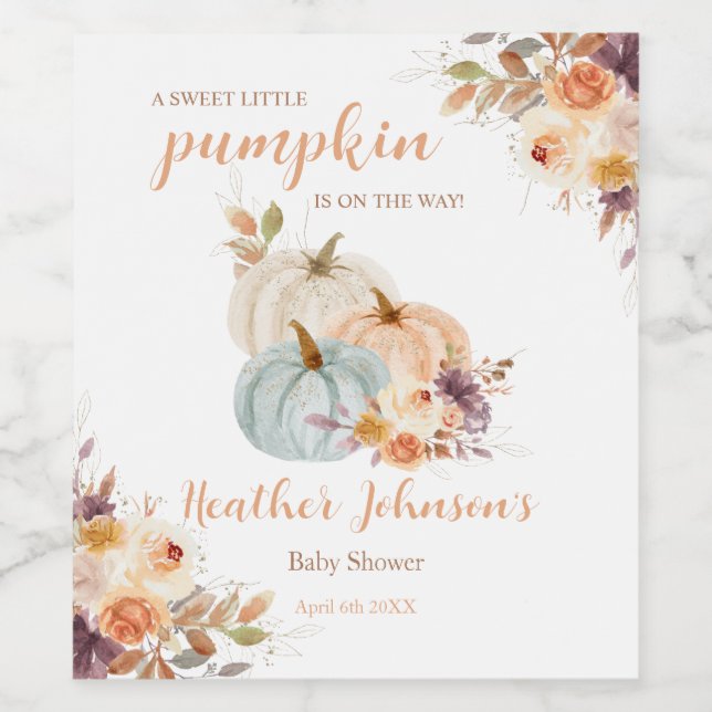 Sweet Little Pumpkin Autumn Baby Shower Label (Single Label)