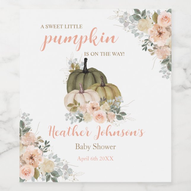 Sweet Little Pumpkin Autumn Baby Shower Label (Single Label)