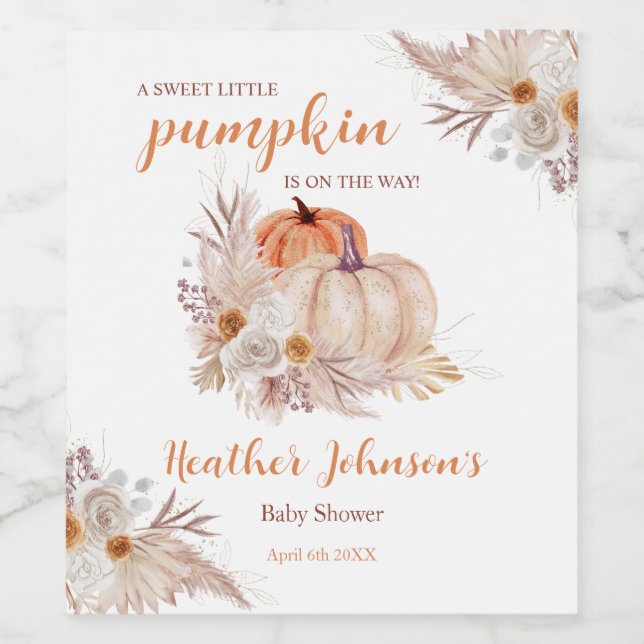 Sweet Little Pumpkin Autumn Baby Shower Label (Single Label)