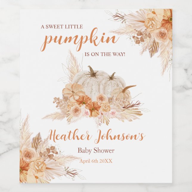 Sweet Little Pumpkin Autumn Baby Shower Label (Single Label)