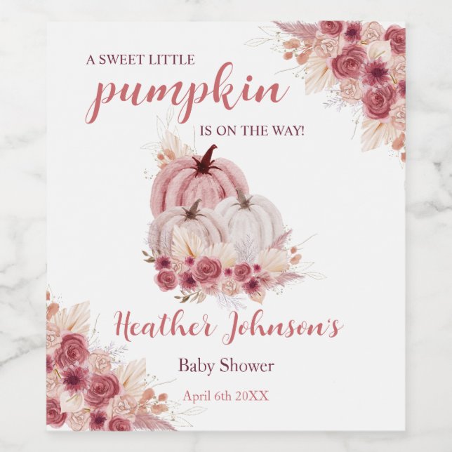 Sweet Little Pumpkin Autumn Baby Shower Label (Single Label)
