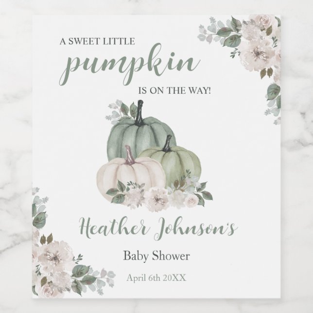 Sweet Little Pumpkin Autumn Baby Shower Label (Single Label)