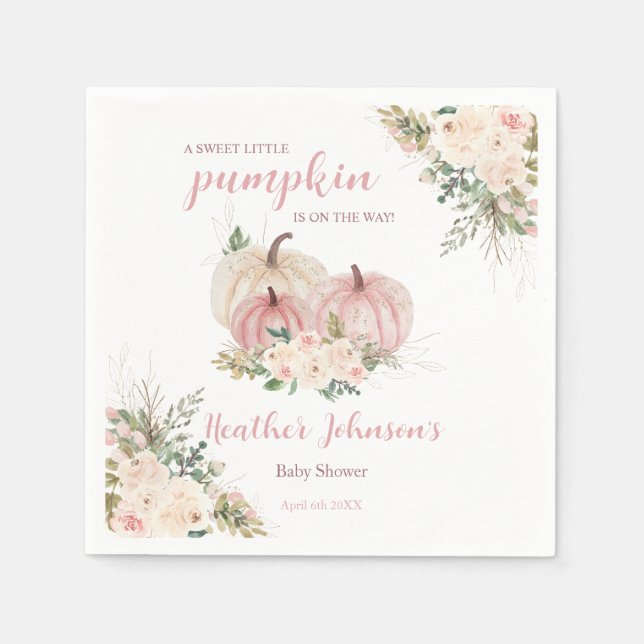 Sweet Little Pumpkin Autumn Baby Shower Napkin (Front)