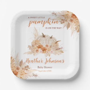 Sweet Little Pumpkin Autumn Baby Shower Paper Plate