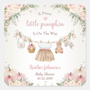 Sweet Little Pumpkin Autumn Baby Shower Square Sticker
